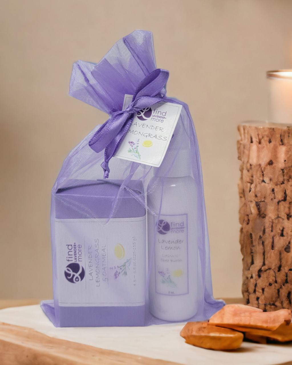 Lavender Gift Organza Bag Purple Drawstring Pouch