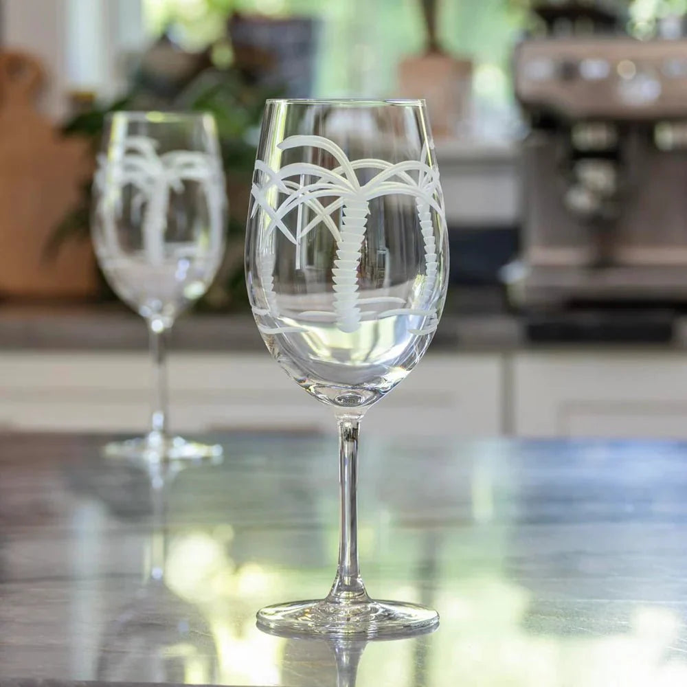 Palm Tree Etched Glassware