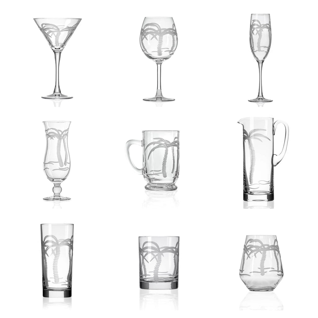 Palm Tree Etched Glassware