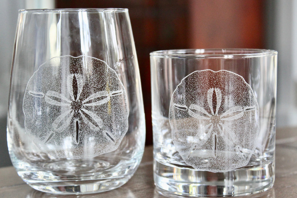 Sand Dollar Engraved Glasses