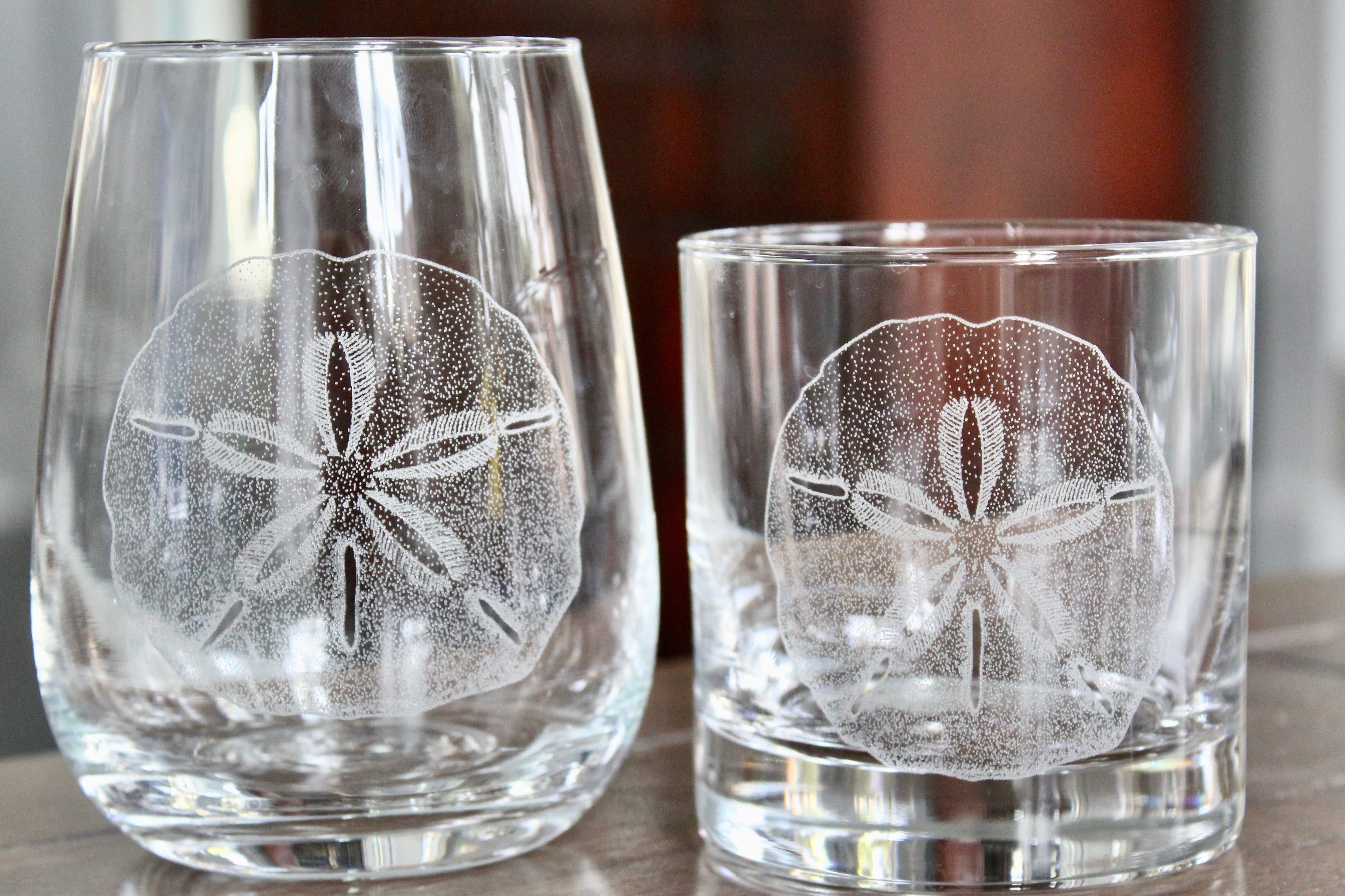 Sand Dollar Engraved Glasses