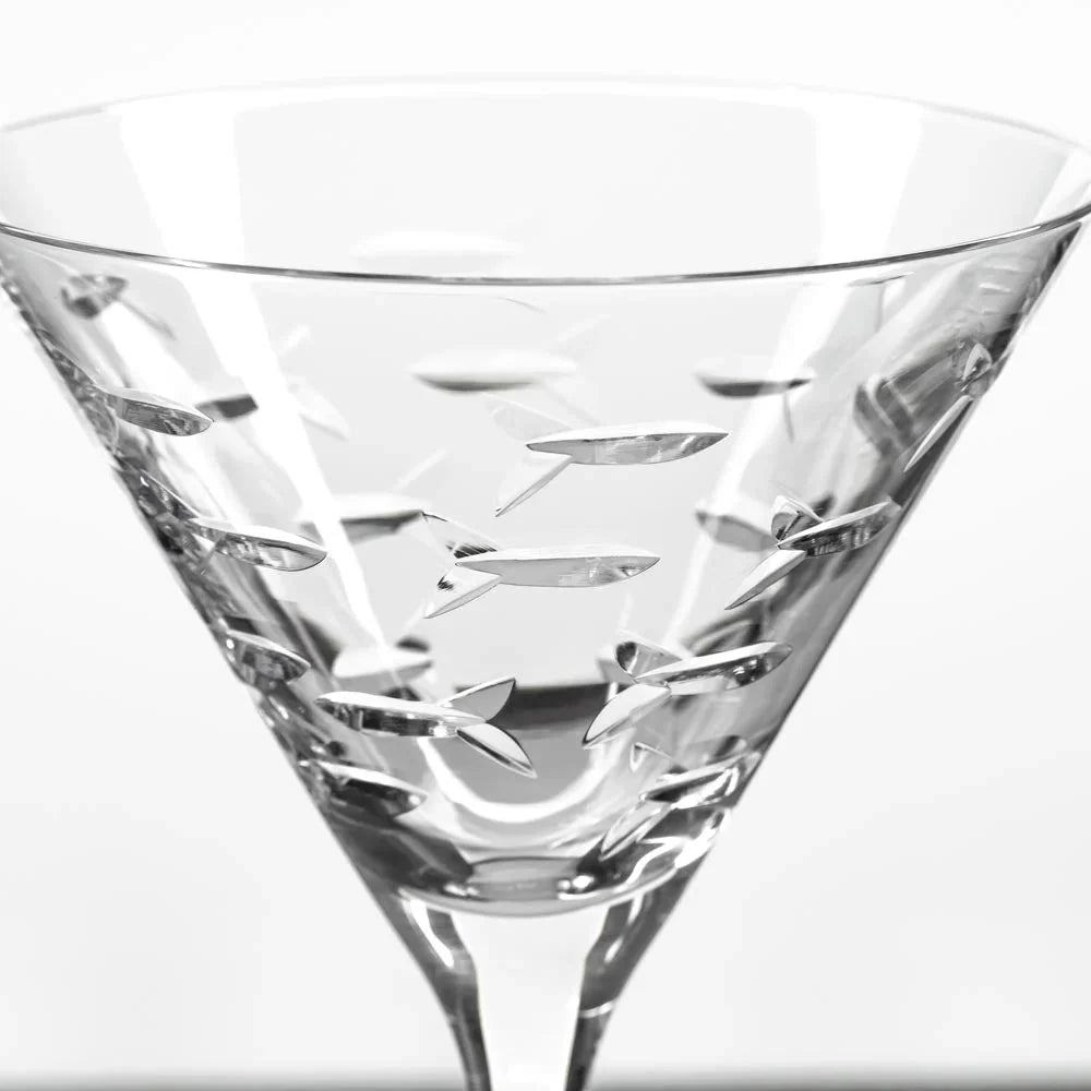 School of Fish Etched Glassware
