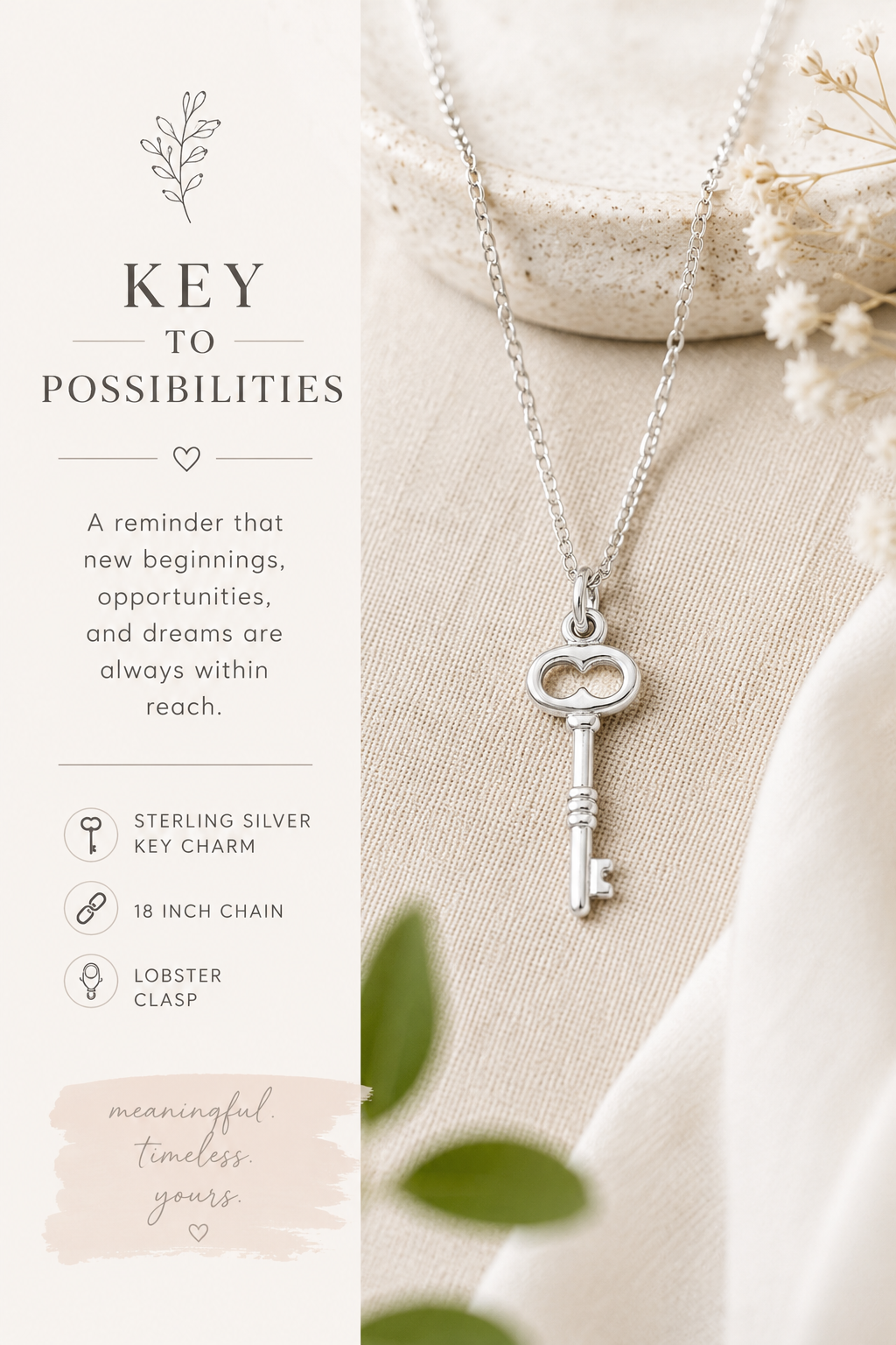 Sterling Silver Key Necklace