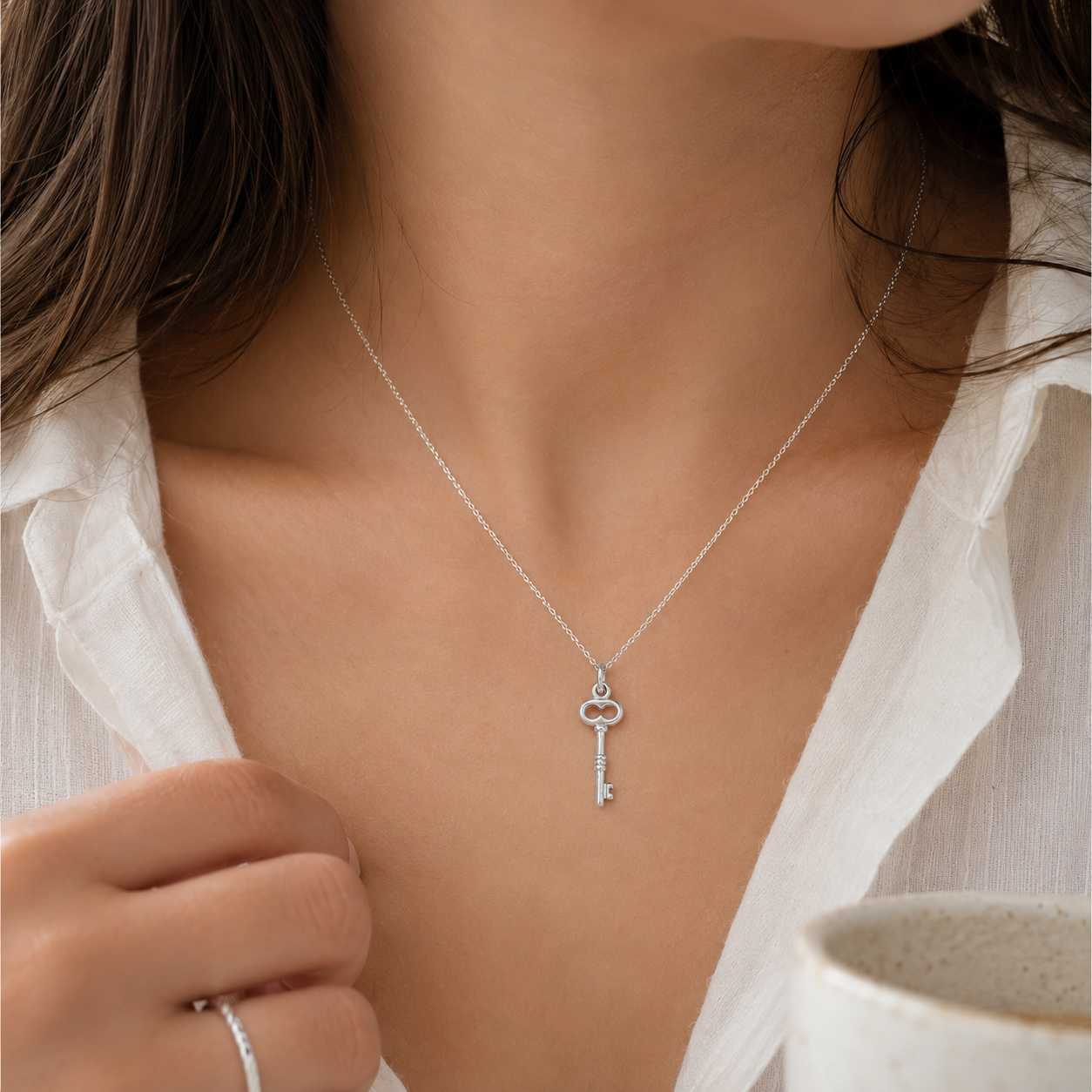 Sterling Silver Key Necklace
