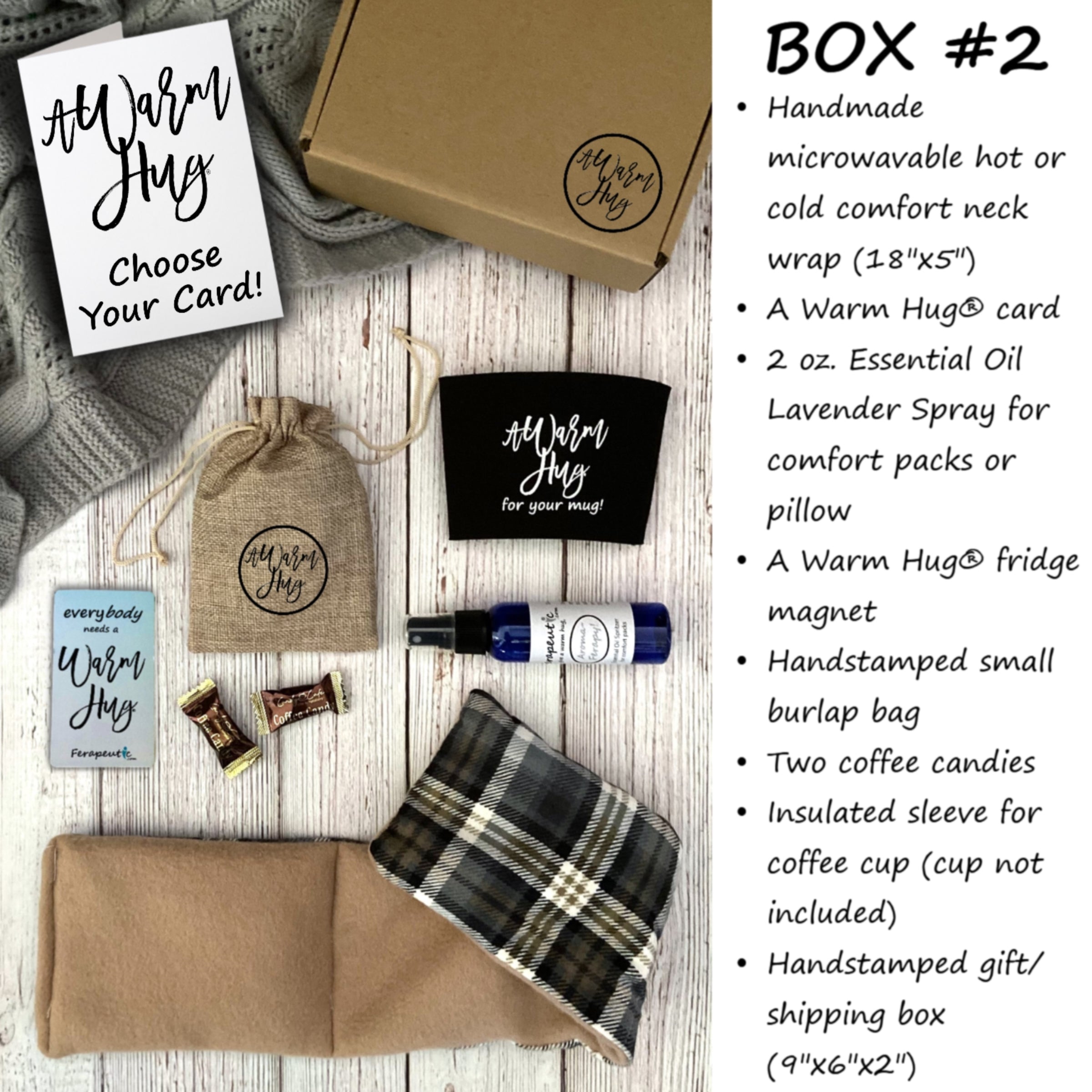 Warm Hug Gift Box for Men Women:  Microwave Heat Packs for Get Well, Birthday, Retirement, Any Time, Tan Plaid